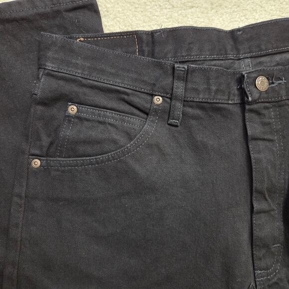 NWT Men's Wrangler 34x32 Five Star Relaxed Fit Straight Leg Black Denim Jeans - Picture 3 of 11
